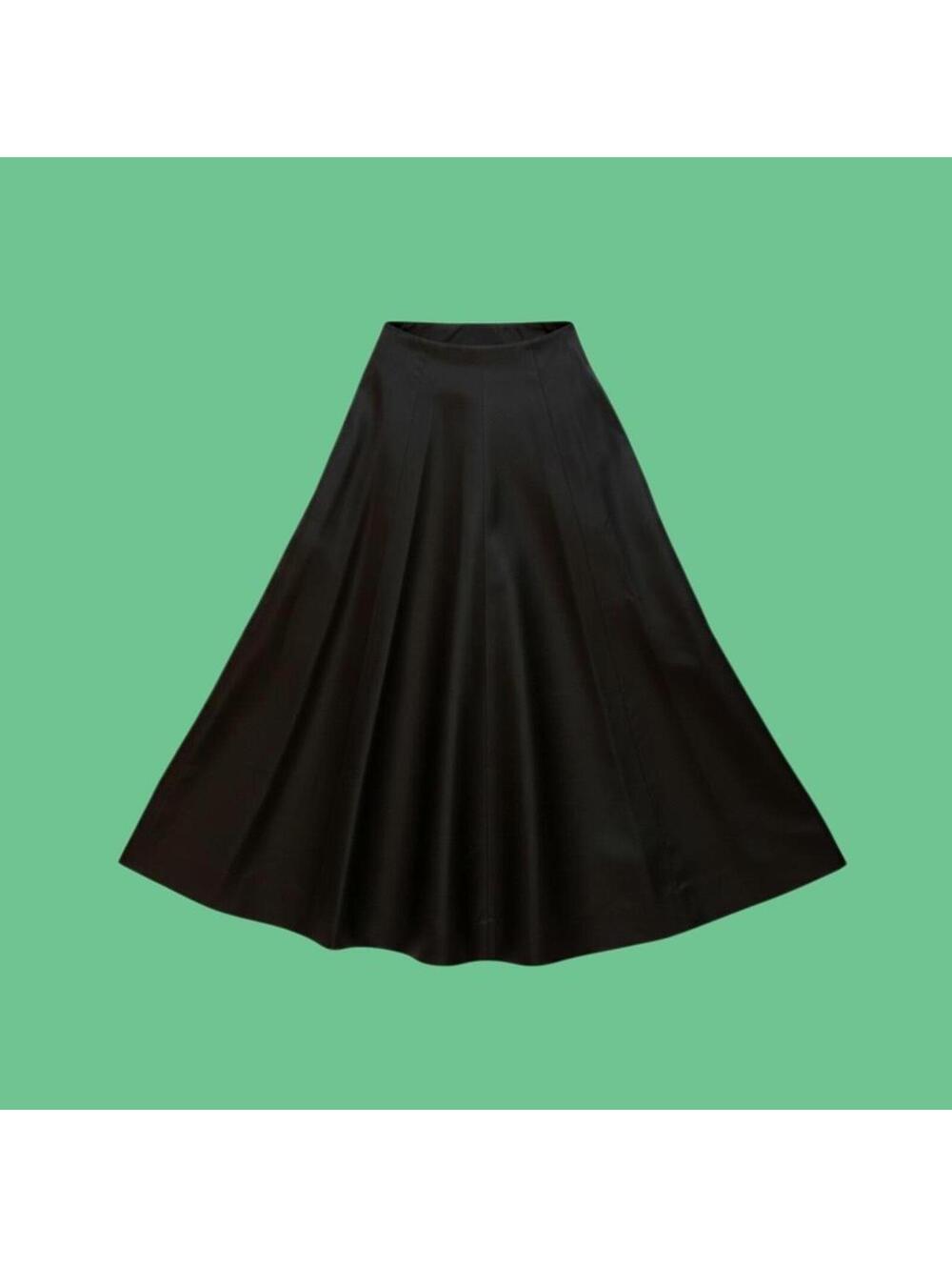 Vintage Black Long Flared Maxi Skirt